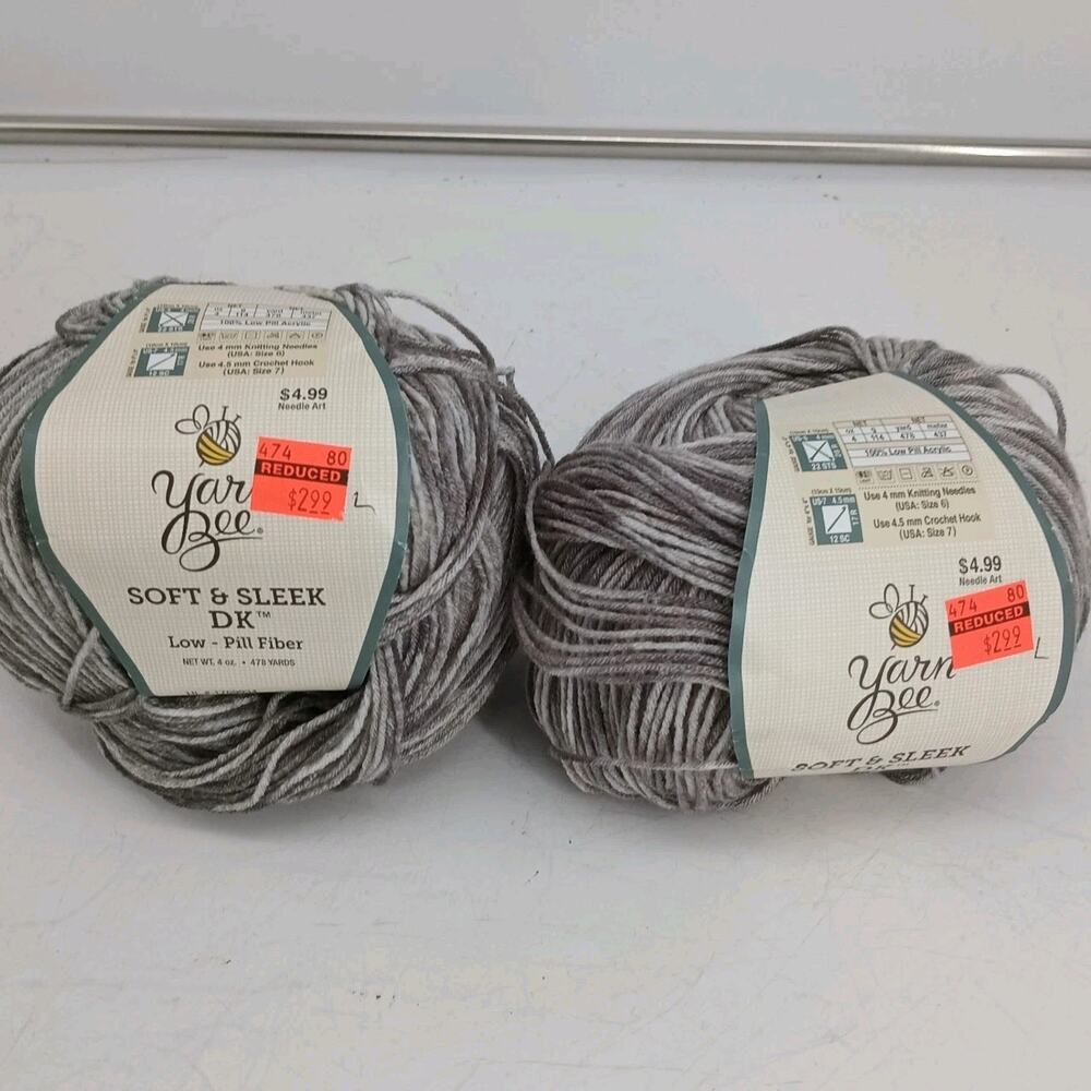 Lot of 2 Yarn Bee - Soft & Sleek DK - Color Cloud Control 4oz 478 Yds